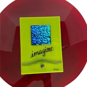 "Imagine" Fused glass wall art 5" x 7" by Dianne Bragg